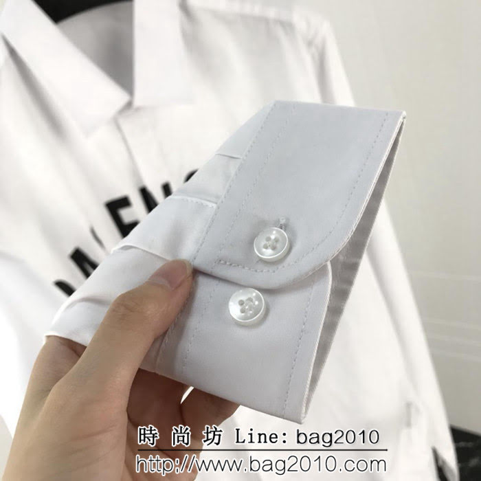 BALENCIAGA巴黎世家 18ss秋冬新款 胸前弧形字母印花logo 百搭襯衣 情侶款 ydi1444